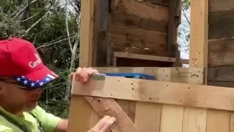Rustic wooden window shutters