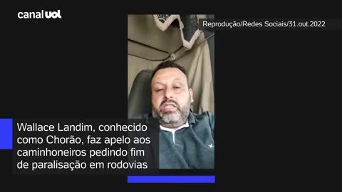 Líder dos caminhoneiros pede fim de paralisação em rodovias e reconhece vitória de Lula