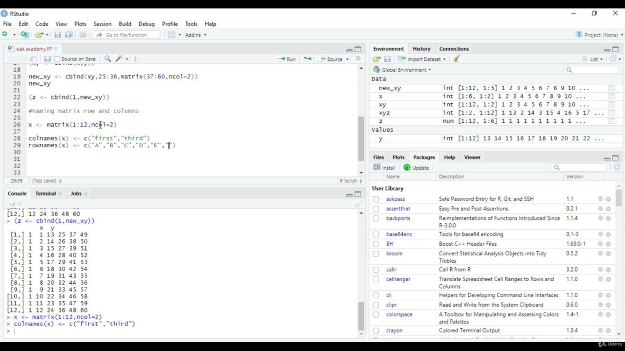 Python Full Course - Chapter 24 - 2. Naming Matrix Row and Columns in R programming