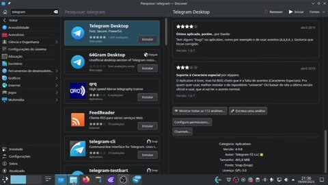 Telegram versão snap não copiando e colando IMG de partição NTFS, como resolver