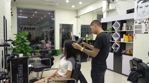 DEEP SLEEP | Relaxing Hair and Massage Head with Cool Girl in Vietnam Barbershop