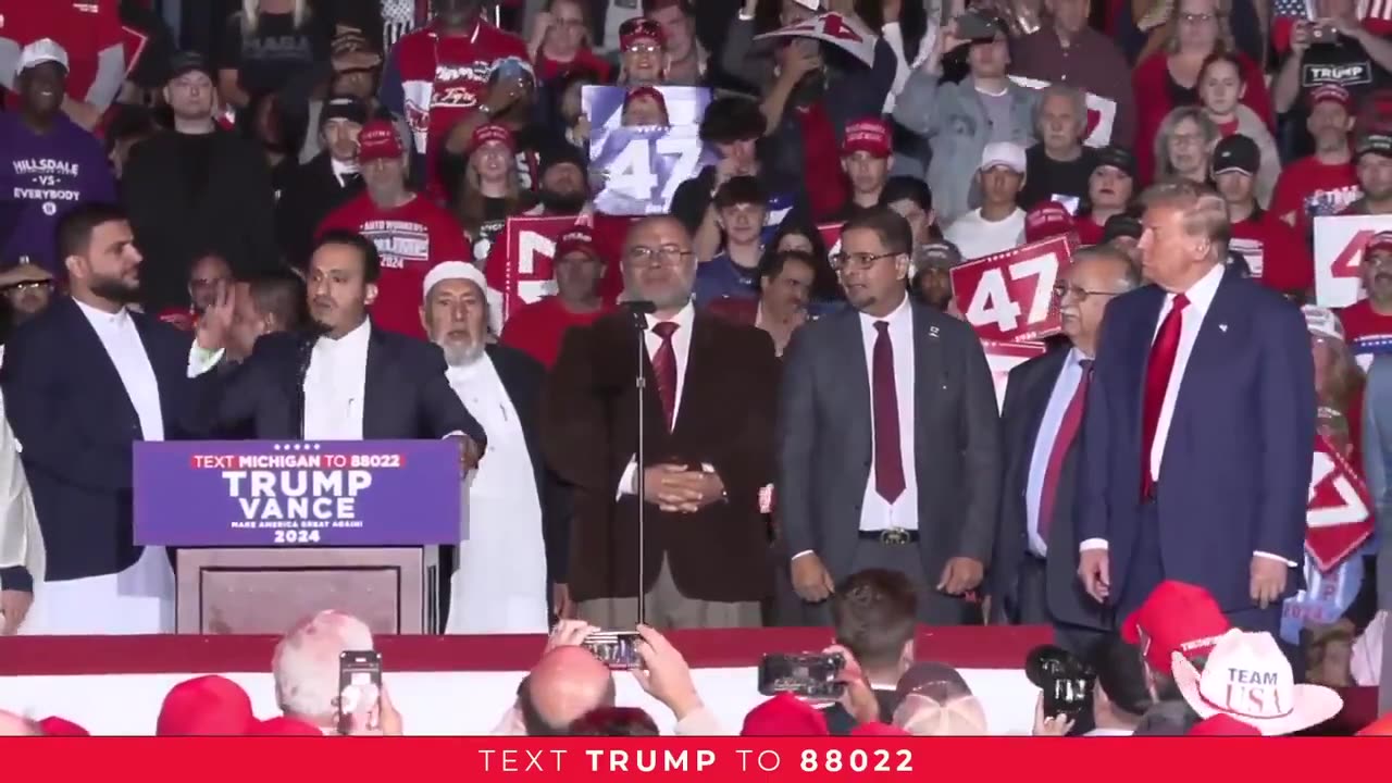 "We, as Muslims, stand with President Trump because he promises PEACE — NOT WAR!"