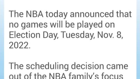 In an effort to get fans to vote, the NBA says teams will not play any games on Election Day