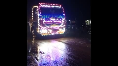 Lighting Big truck on road