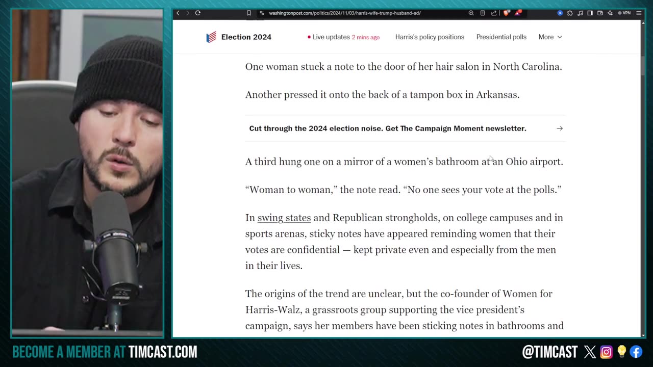 Women Start BATHROOM Post It Campaign Sayin LIE TO YOUR HUSBAND, VOTE KAMALA