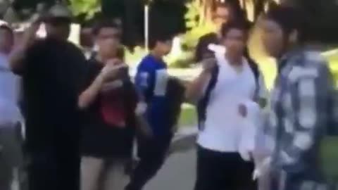 The guy in the jeans and shirt is a real good technical fighter.