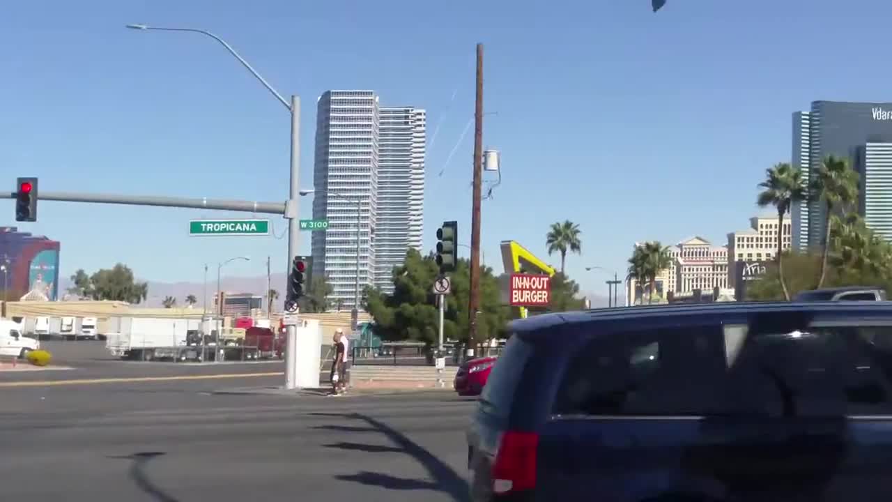 Walking down Tropicana Ave, Las Vegas Nevada 2014AD