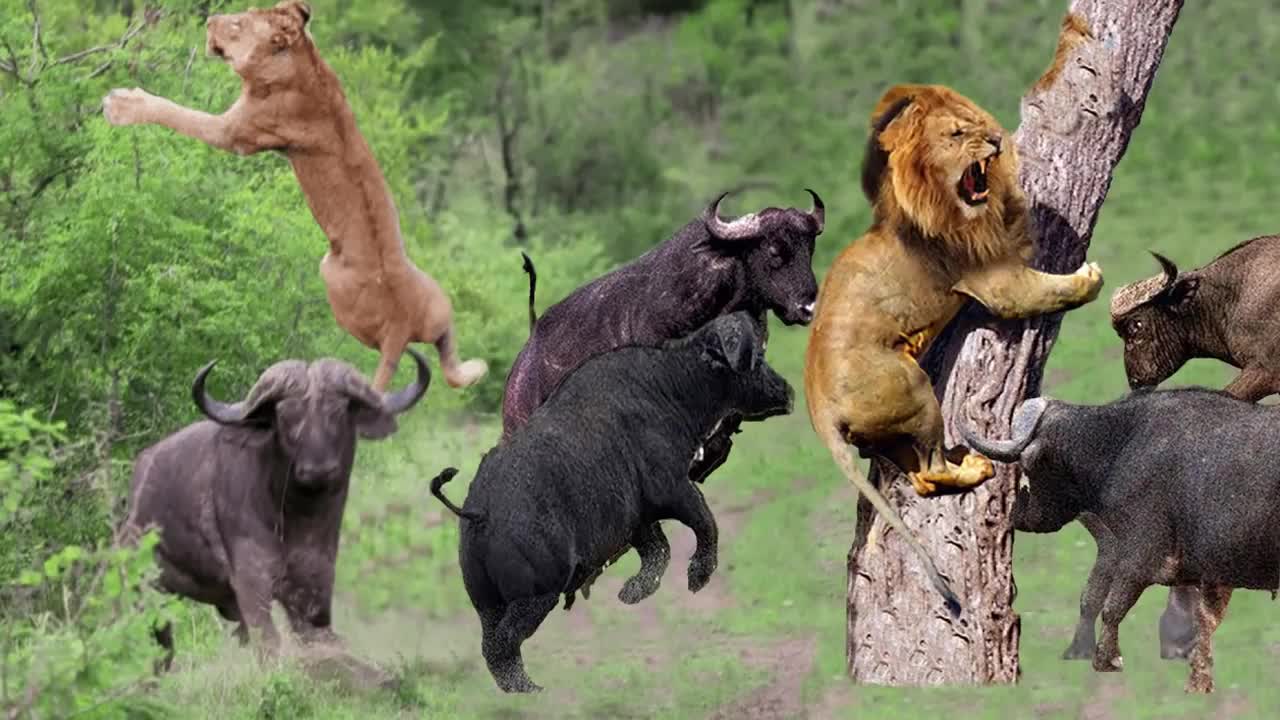 Buffalo can kill lion? Top three moment stupid lions attack Prey lions vs wild beast buffalo ,Rhino