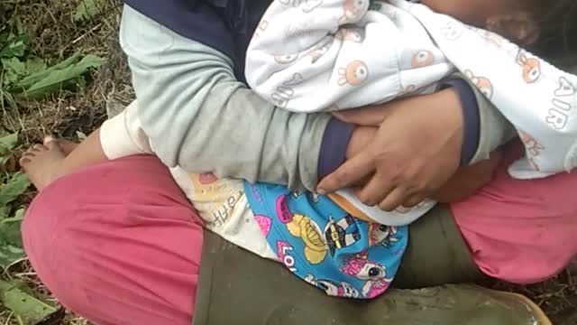 my cute son was already sleepy while still on our plantation