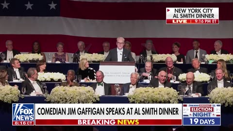 Comedian Jim Gaffigan Questions Kamala Harris’ Absence at 2024 Al Smith Dinner – Shocking Moment