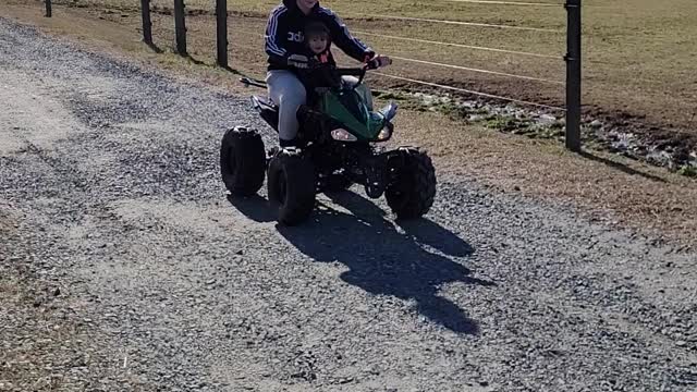 Half Pint Riding The 4 Wheeler