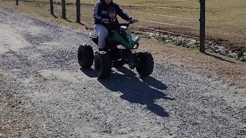 Half Pint Riding The 4 Wheeler