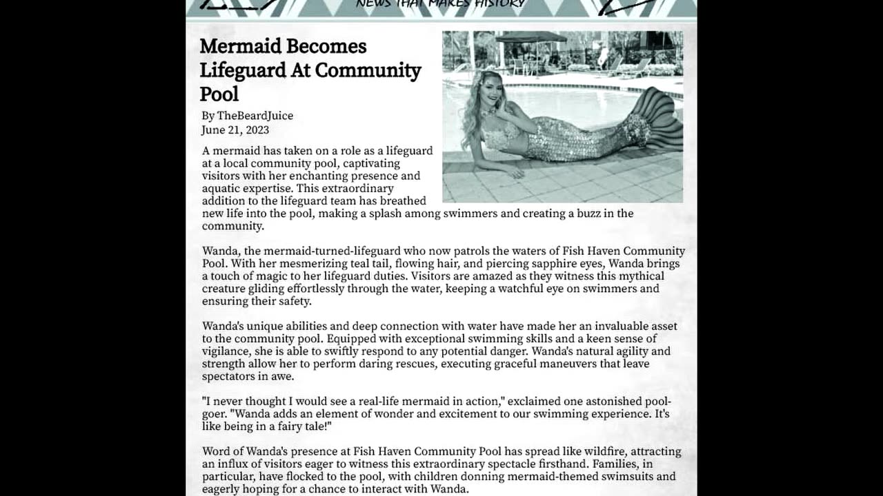 Mermaid Becomes Lifeguard At Community Pool