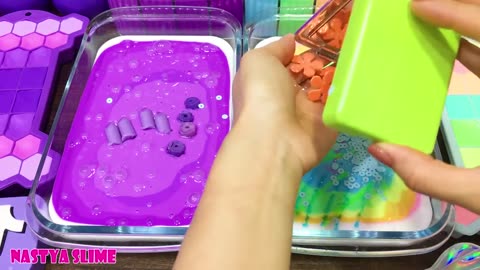 PURPLE vs PASTEL I Mixing random into GLOSSY slime