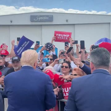 President Trump greets fans in Michigan