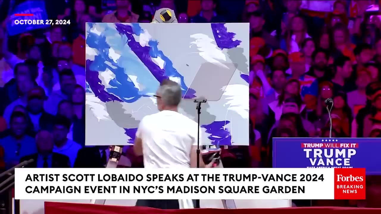 Artist Creates Trump Painting In Real Time At Madison Square Garden Rally