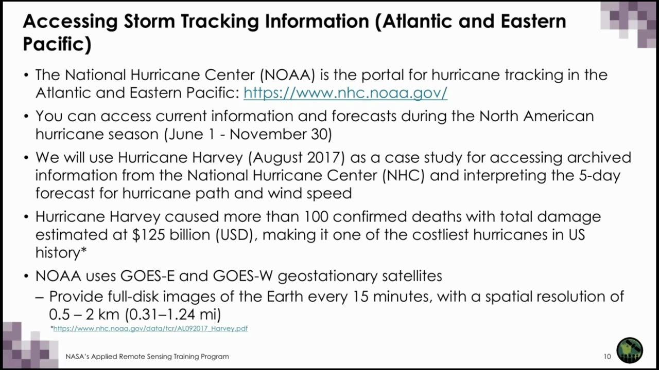 NASA ARSET: Disasters Scenarios, Tropical Storms, Session 1/3