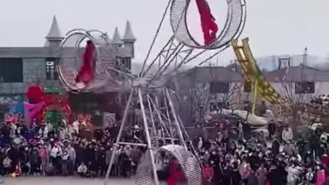 Talented acrobats showing skills