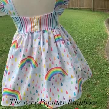 Girls Rainbow Ruffle Dress- Sewing business, Kids fashion, Handmade clothing, Rainbows