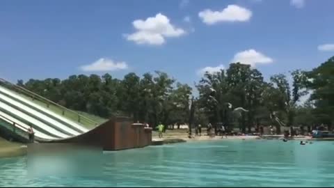 Swimming outside the swimming pool is fun