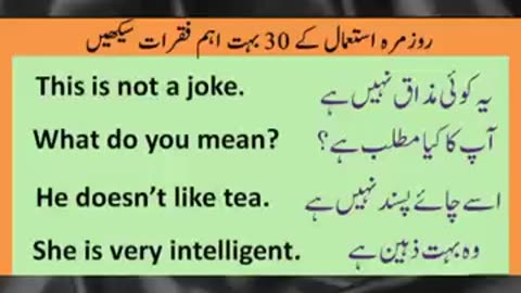 English To Urdu Sentences #englishtourdu #youtubeshorts #ytshort #englishshortsentences