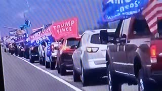 TRUMP RALLY MILES OF PEOPLE ALONG ROADWAY