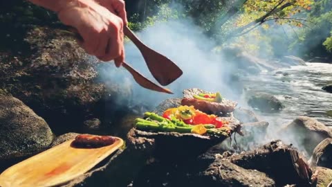 ASMR bushcraft breakfast cooked