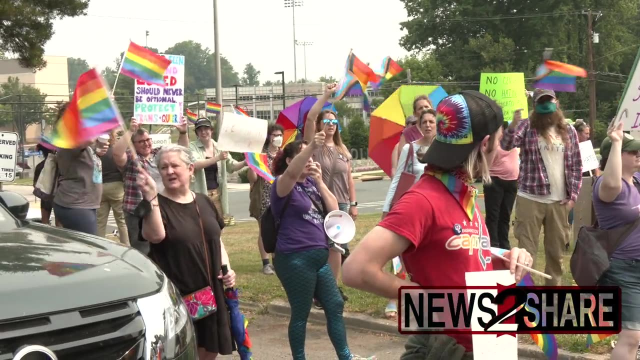 Muslims in Montgomery County protesting against LGBT books in school.