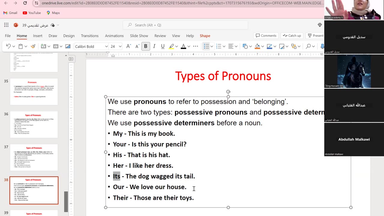 Parts of Speech-Pronouns