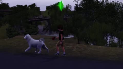 Child walking dog in the sims 3