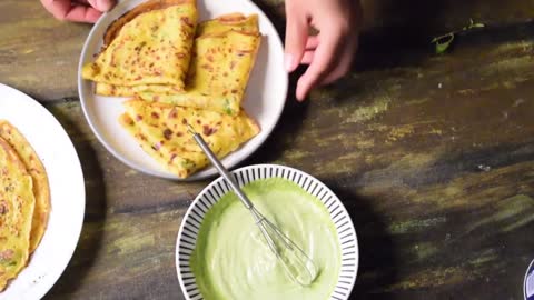 Spicy Potato Crepe with Mint Mayo Sauce- A perfect breakfast treat to kick start your day!