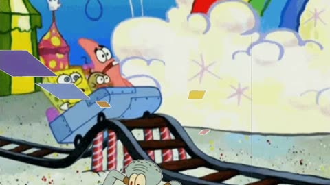 Squidward Is Playing With Tiles While SpongeBob And Patrick Are On A Scary Ride 🌈