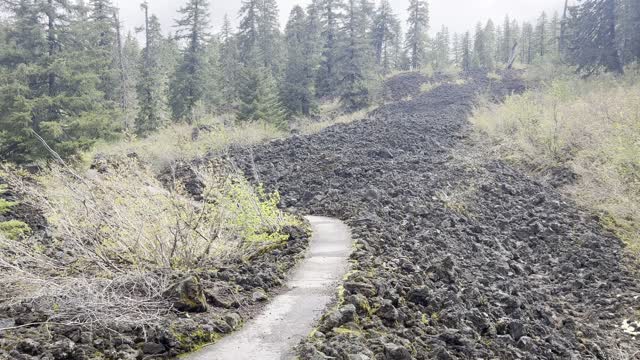 Arriving at Edge of Vast Lava Fields – Clear Lake – Central Oregon – 4K