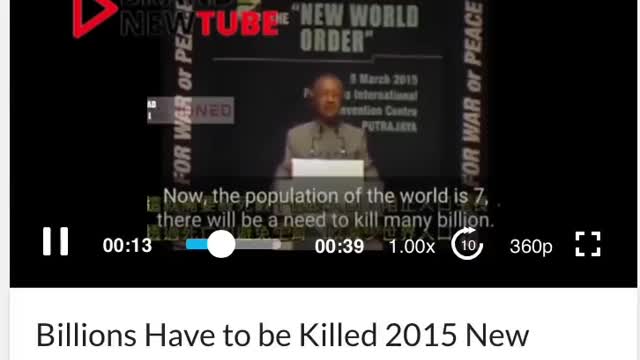 Billions have to be killed . 2015 New World Order International Conference