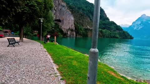 Most beautiful Switzerland village - Walking along the lake