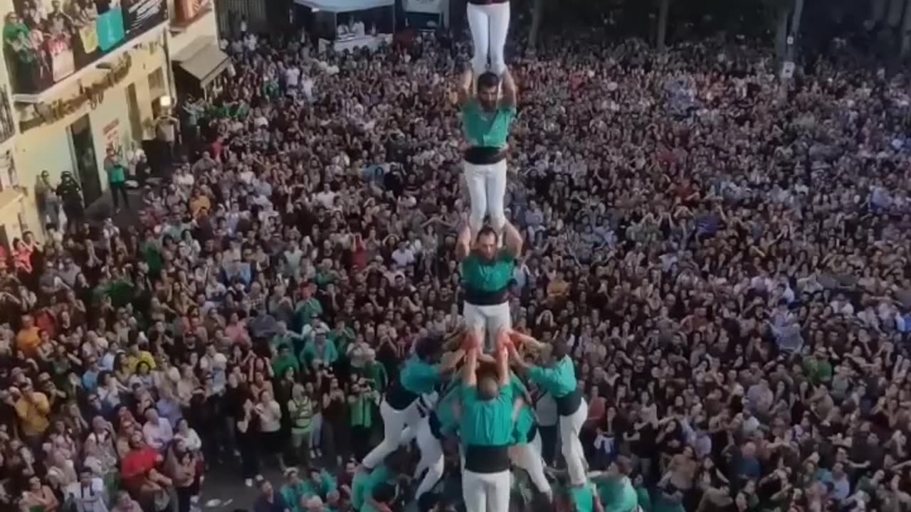 A Castell is a traditional human tower built at festival in Catalonia | Balearic islands