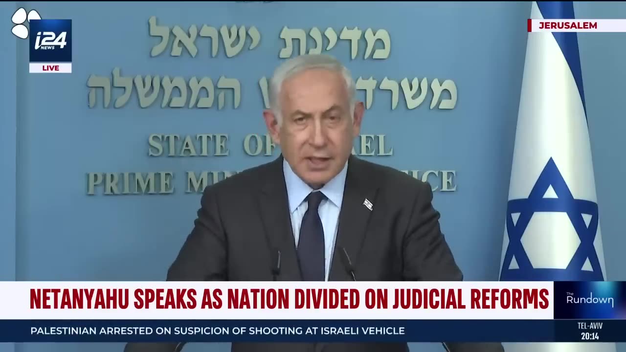 Israel's PM Benjamin Netanyahu addresses the nation amid judicial reform crisis