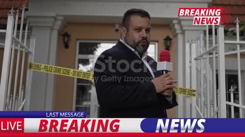 Male TV reporter at the crime scene stock video