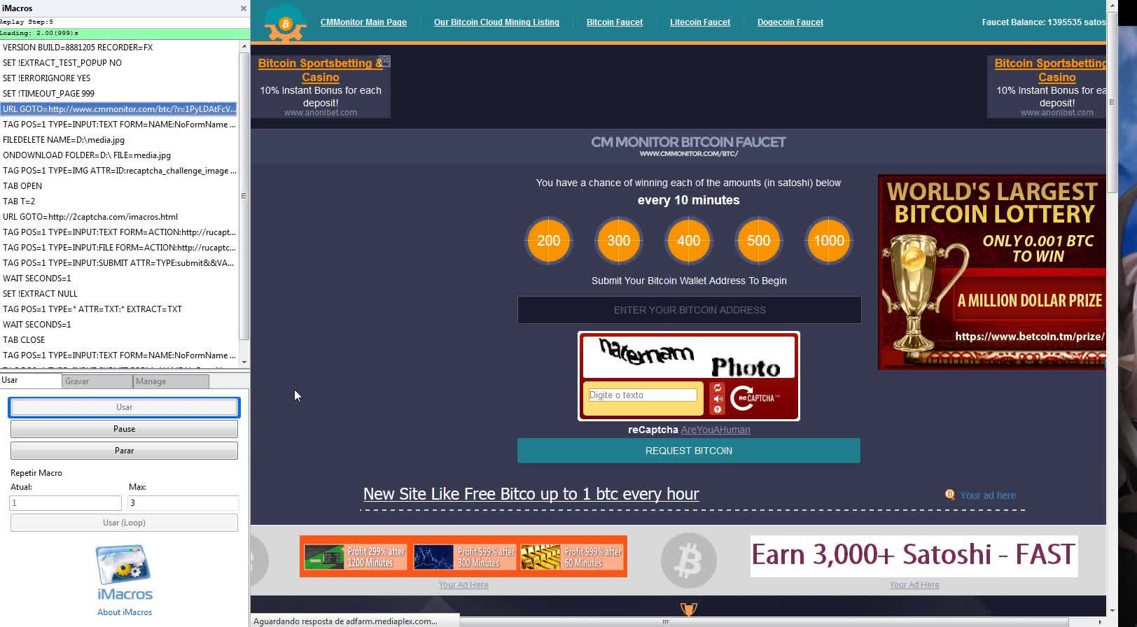 Bot CM MONITOR BITCOIN FAUCET