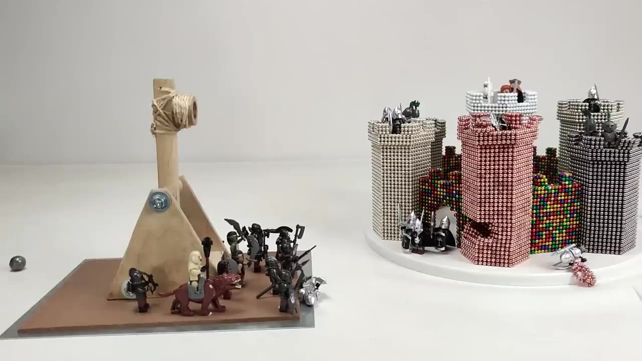 Magnetic Catapult VS Castle of Minas Tirith (LOTR Battle)| Magnetic Games