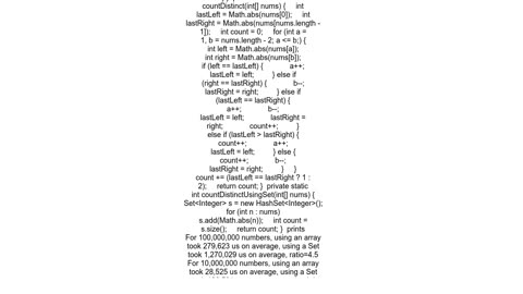 codility absolute distinct count from an array