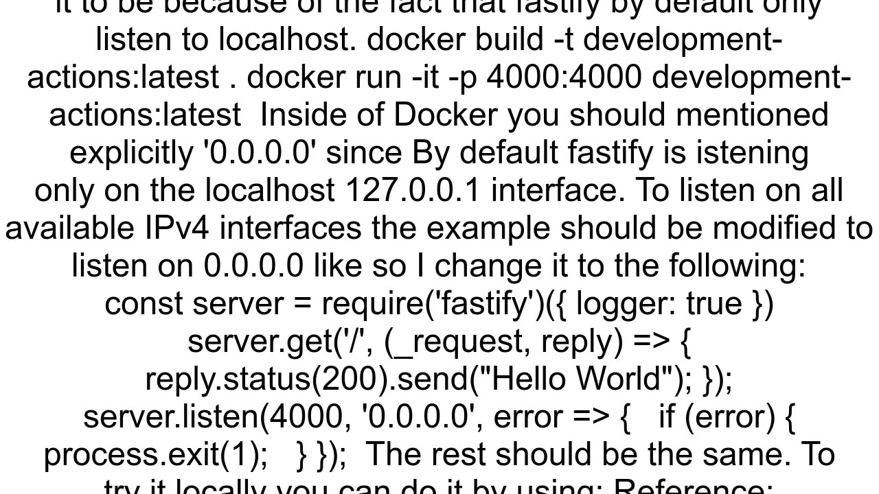 Fastify not working on Docker Kubernetes