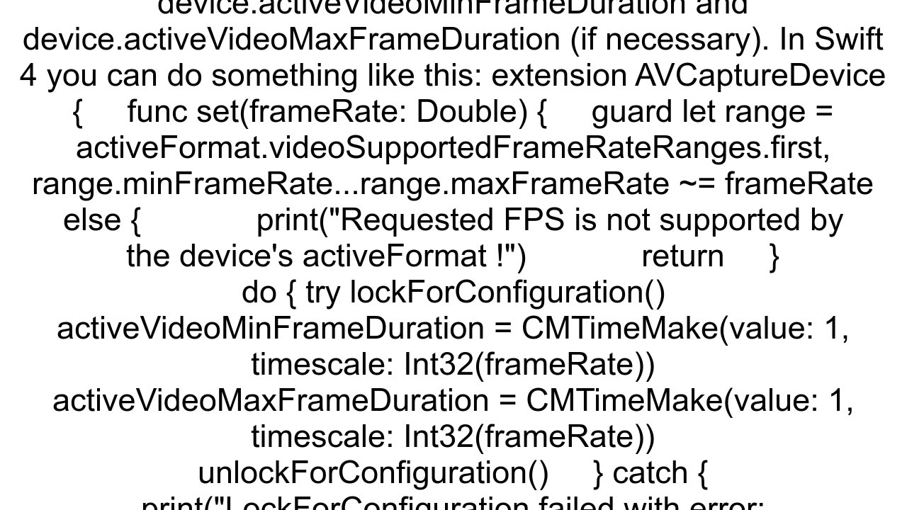 iOS AVCaptureSession How to getset the number of frames per second recorded