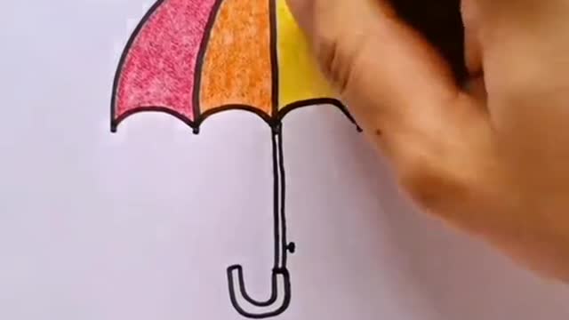 Draw rainbow umbrella