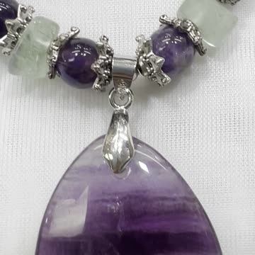 Handmade Unique Fluorite Amethyst Jewelry Set with Necklace and Earrings