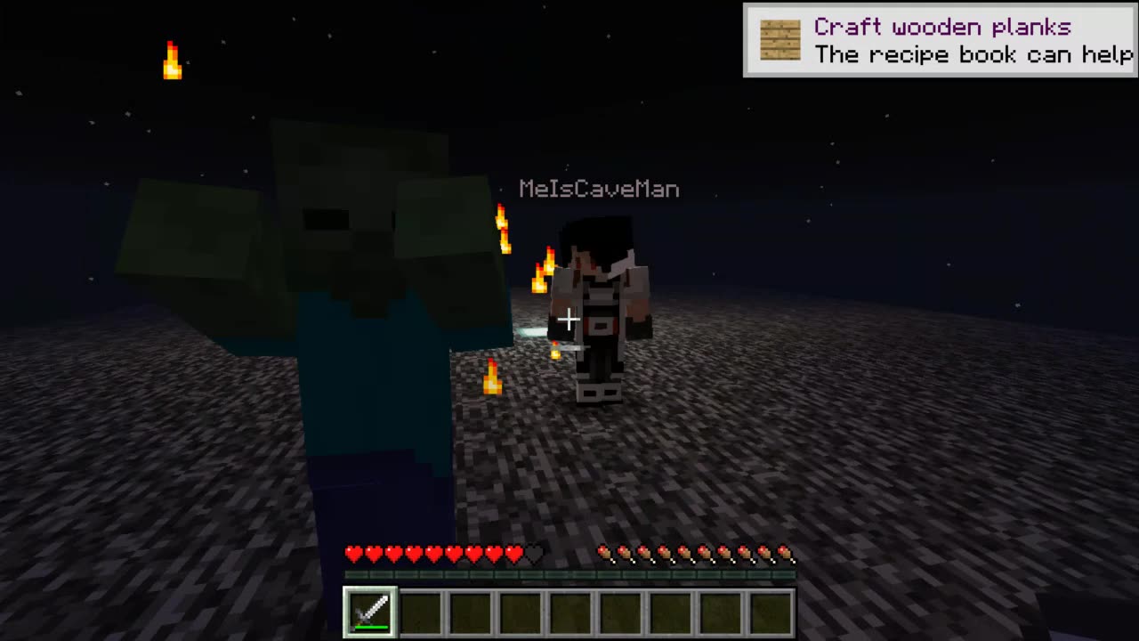 playing mincraft with my friend