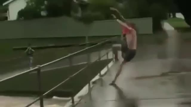 A great plan is to surf on a "wet floor" sign.