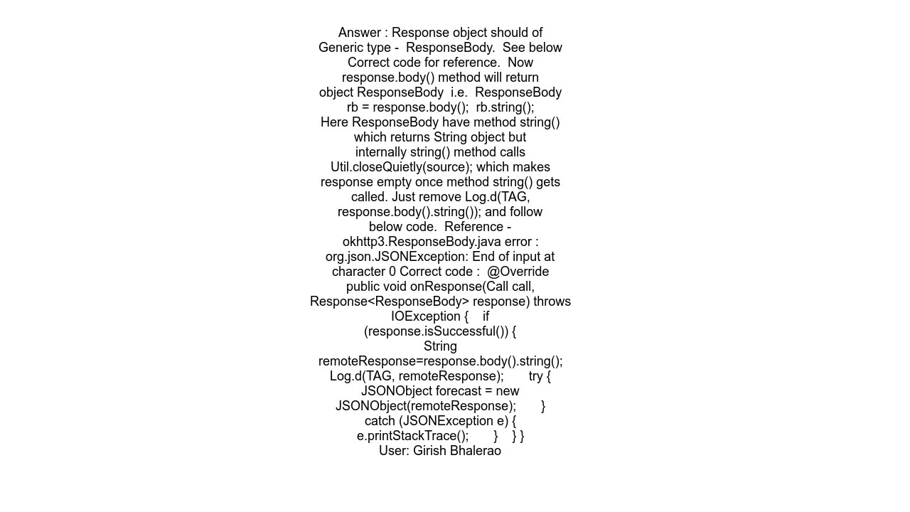 org.json.JSONException End of input at character 0 of