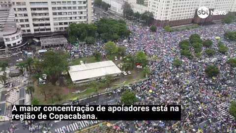 Manifestantes aliados a Bolsonaro vão às ruas no Rio de Janeiro