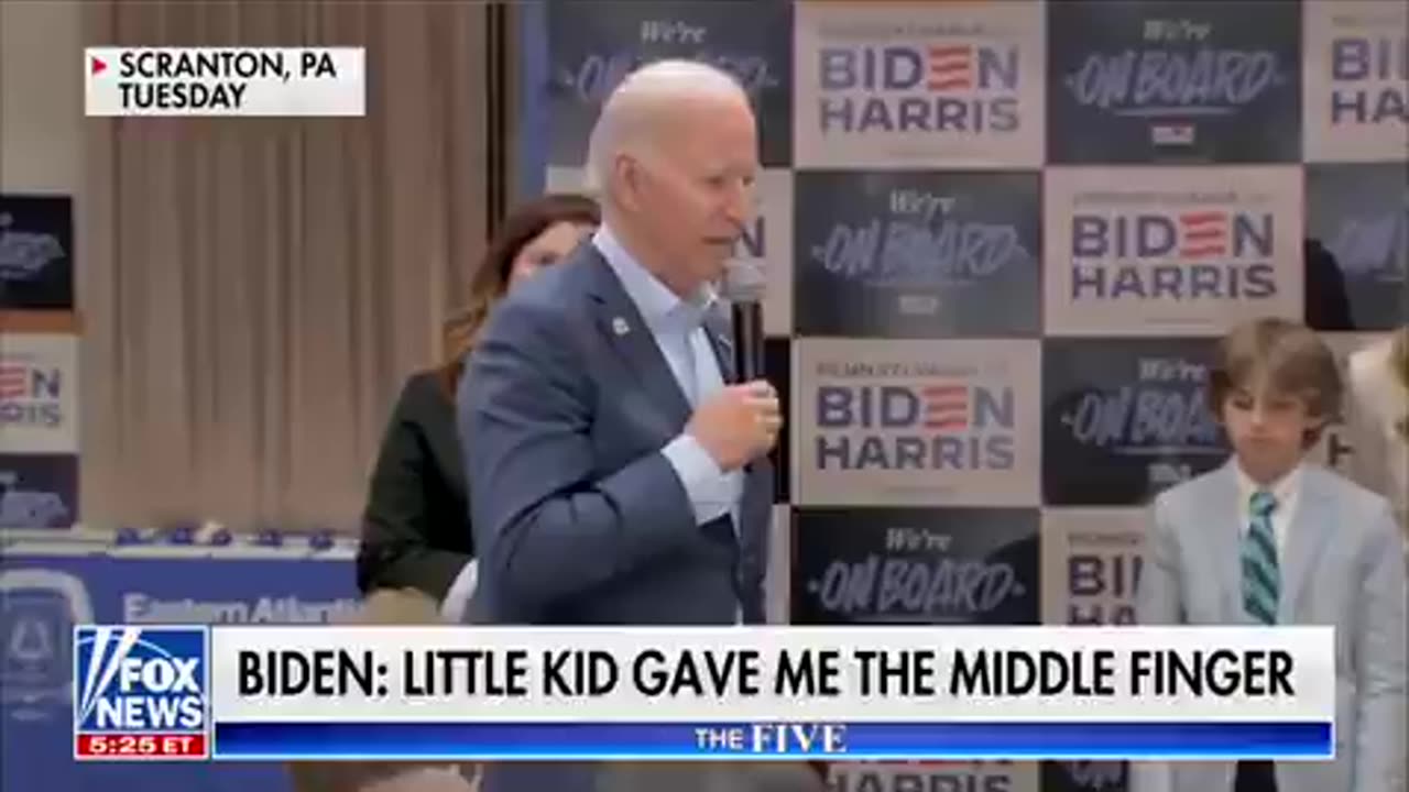 Biden recounts an incident where a young child gestured at him with a raised middle finger